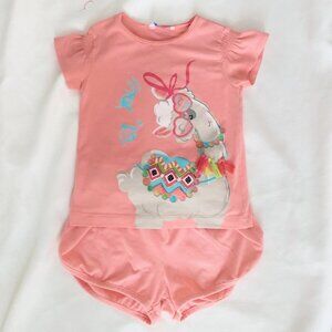 Mayorial kids "Ey, You" two piece llama short set